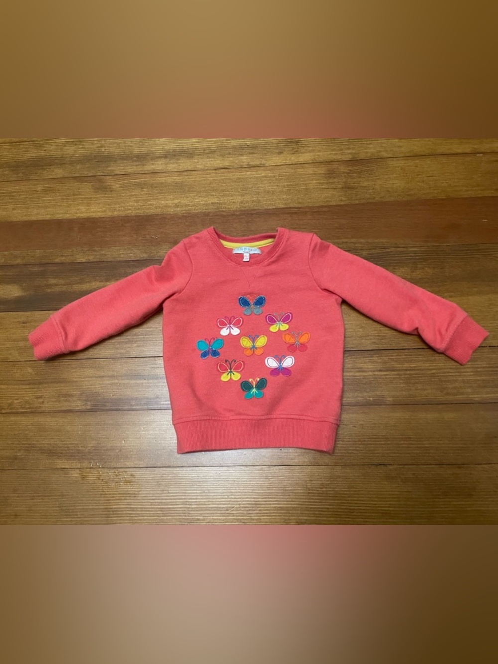 Mark & Spencer Indigo Coral Sweatshirt with Multicolor Butterfly Appliqués 18-24